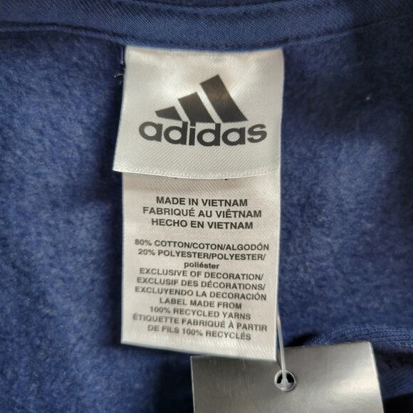 Adidas Youth Hoodie Size L 14/16 Navy Grey‎ Spell Out Logo Fleece Pullover NEW - Picture 8 of 14